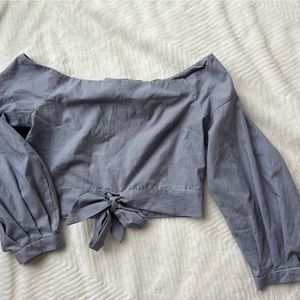 Striped off the shoulder crop top